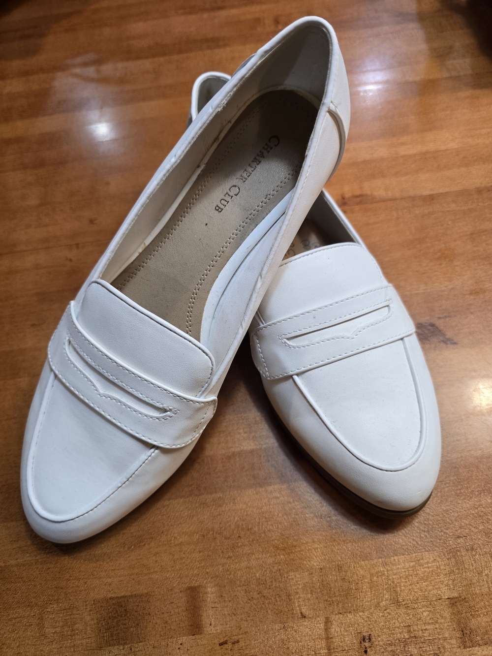 Charter Club White Leather Penny Loafers